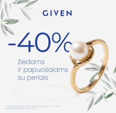 GIVEN nuolaida žiedams ir papuošalams su perlais!