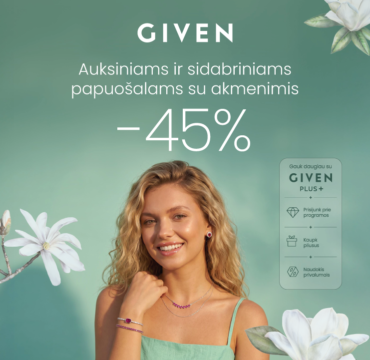 45% nuolaida GIVEN papuošalams su akmenimis